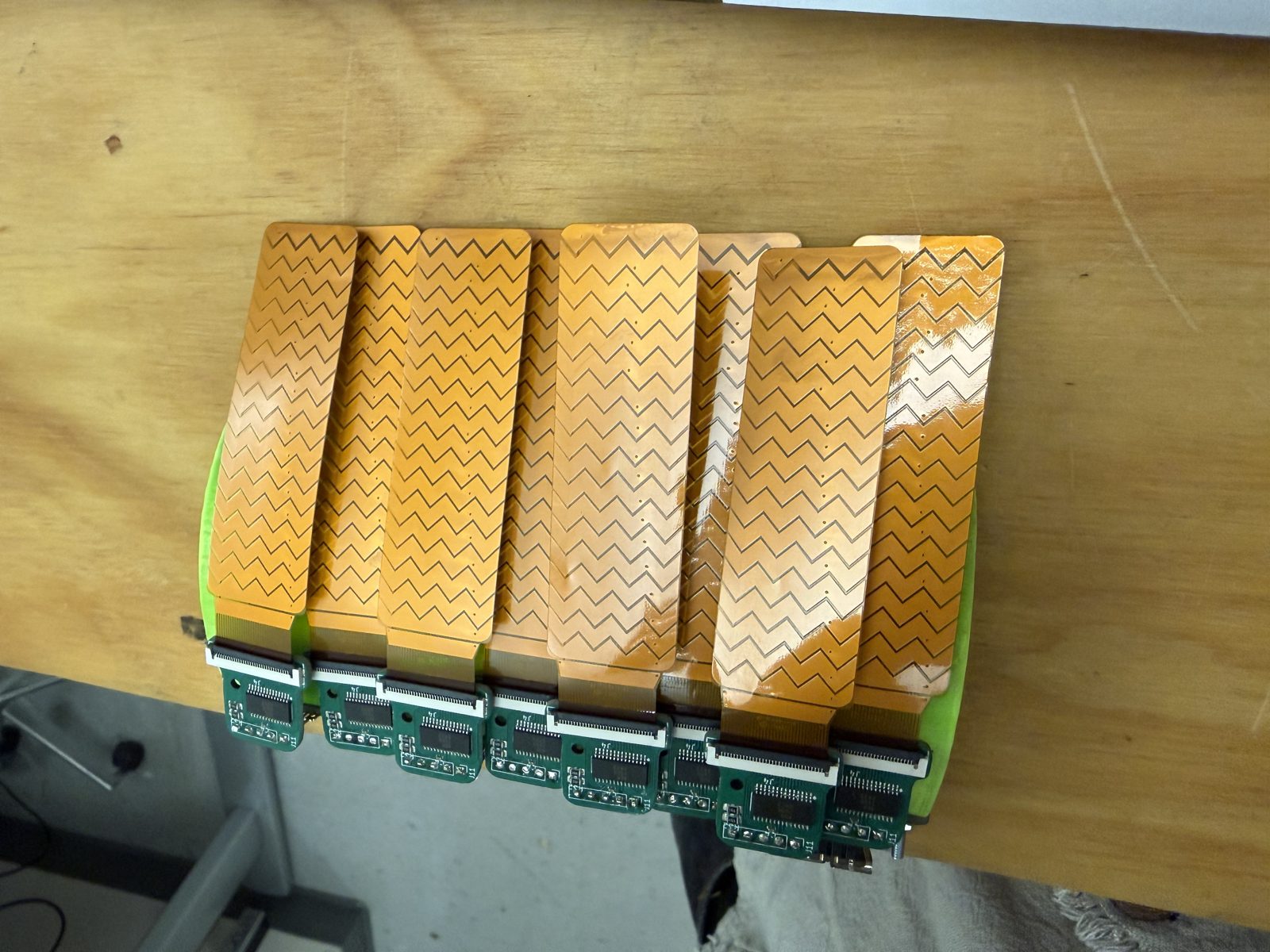 The flex-sensor strips before mounting